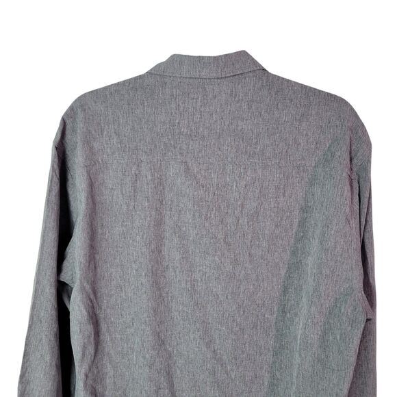 Akwa Mens Sz L Gray Solid Long Sleeve Button Down Work Shirt - Picture 10 of 11